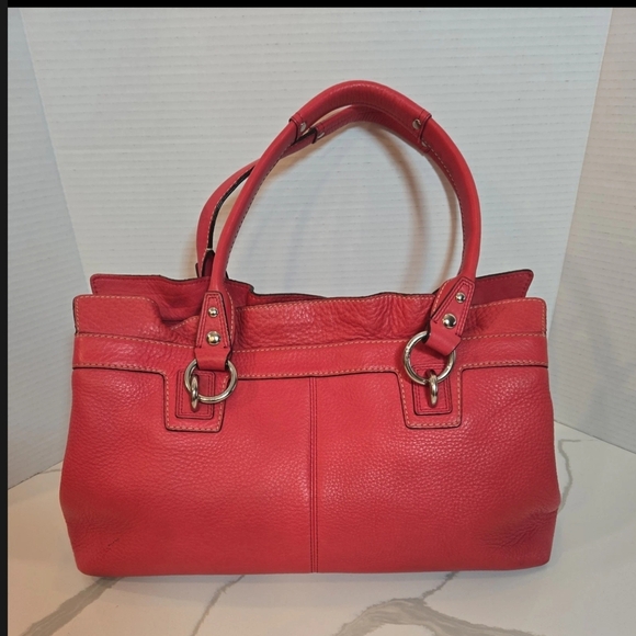 Y2K Coach Penelope Genuine Leather Pebbled Satchel Shoulder Bag Red - Picture 3 of 13